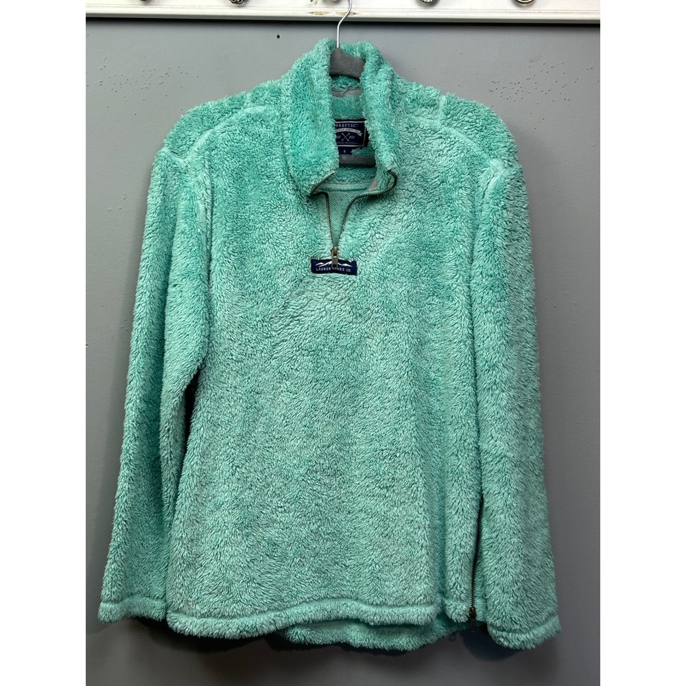 Lauren James Co Preptec Sherpa Fleece Pullover Mint Green Quarter Zip Womens S